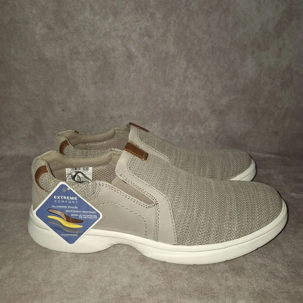 Clarks Bradley Easy Size 11.5M Stone Grey Slip On Sneakers Extreme Comfort